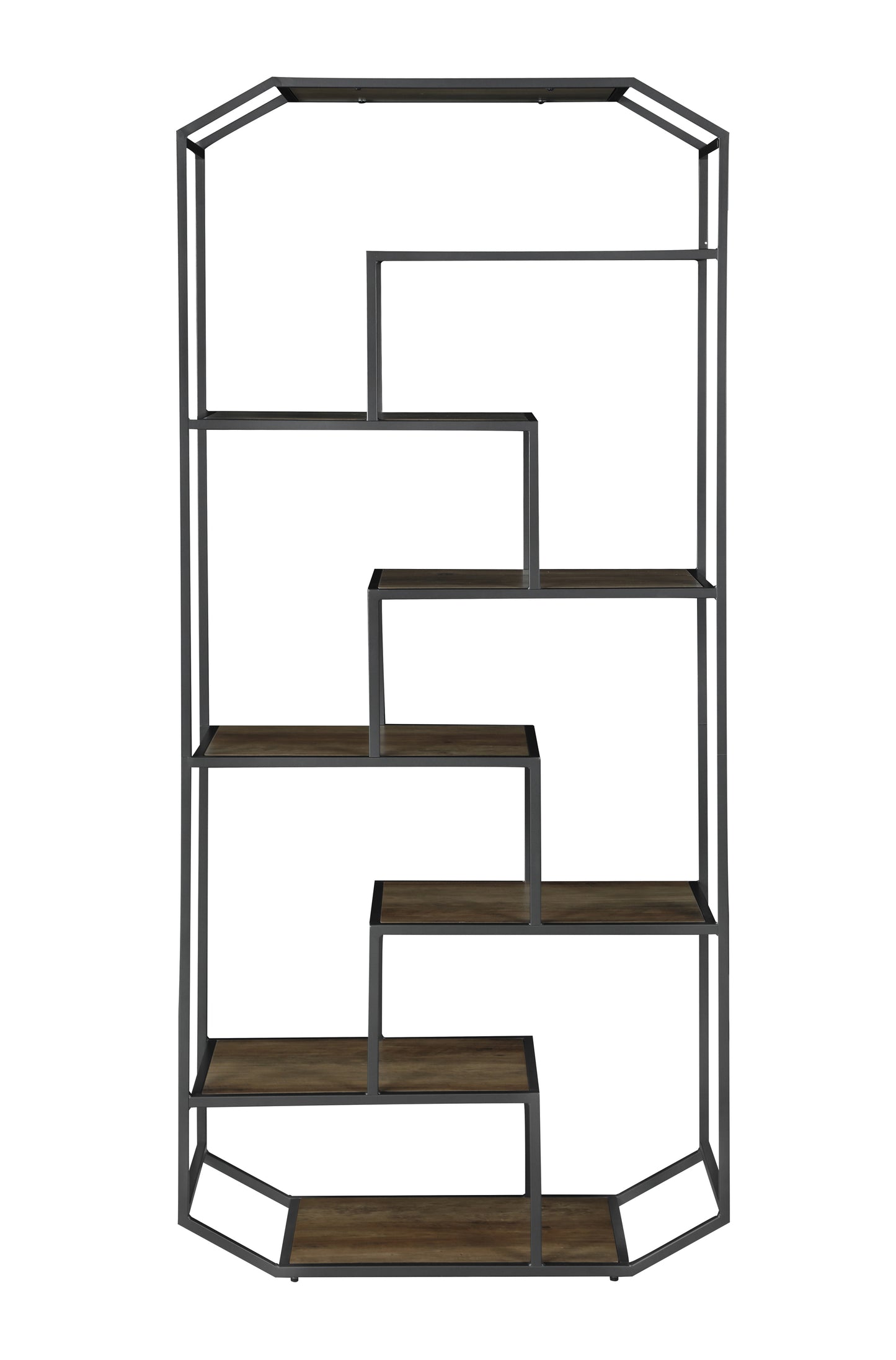 6-Shelf Bookcase Rustic Brown And Dark Grey - 805662
