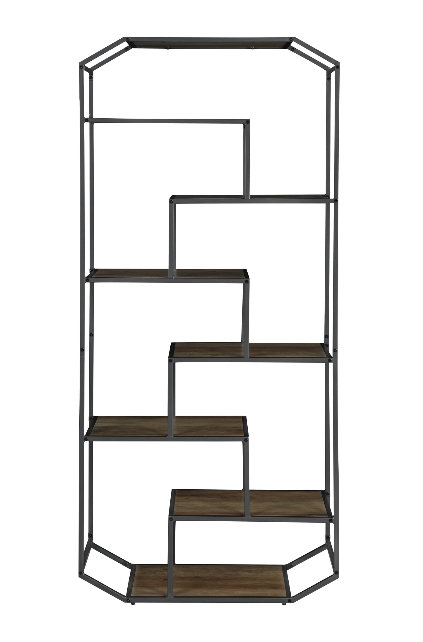 6-Shelf Bookcase Rustic Brown And Dark Grey - 805662
