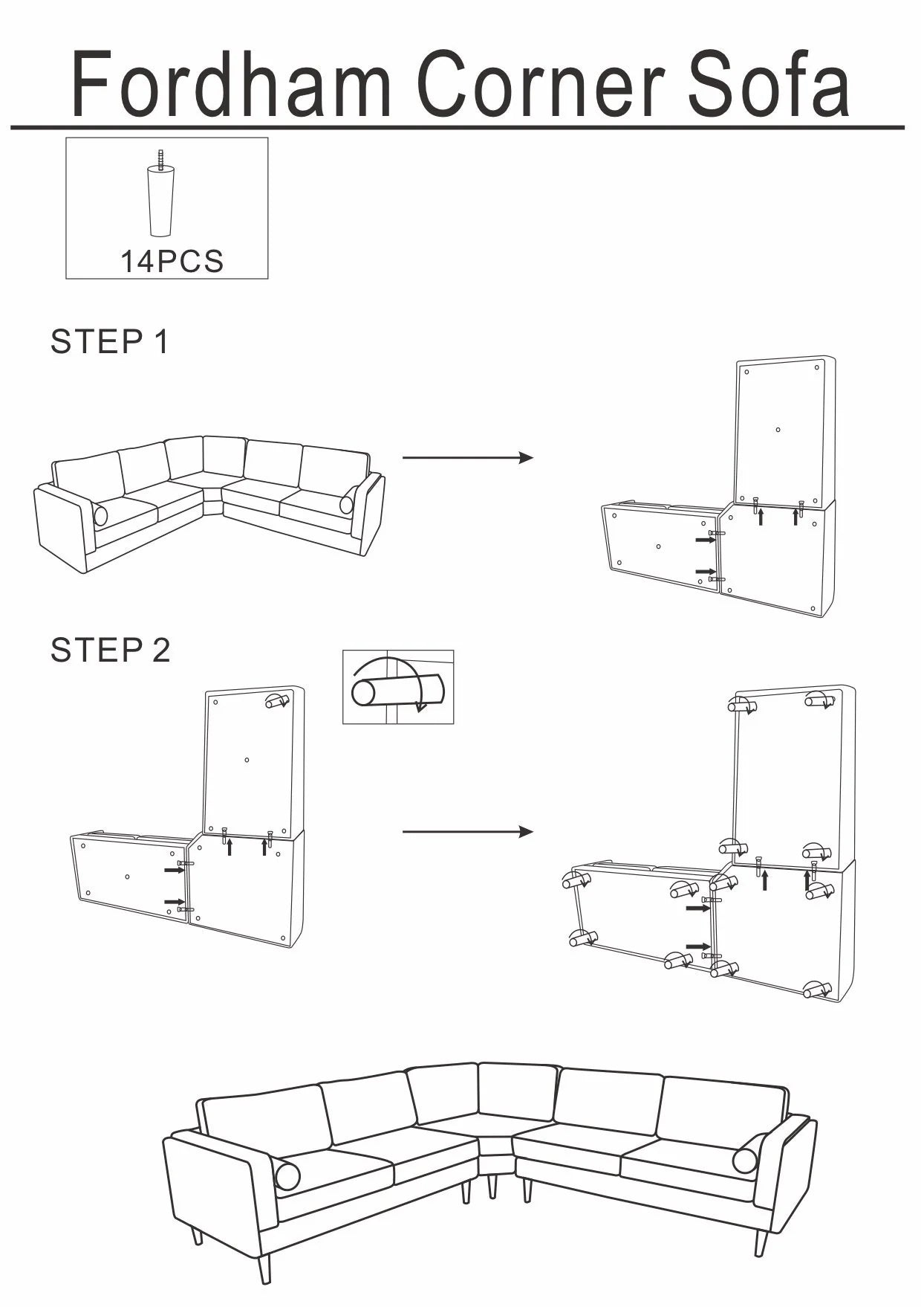 Fordham Symmetrical Corner Sofa (Teal Velvet)