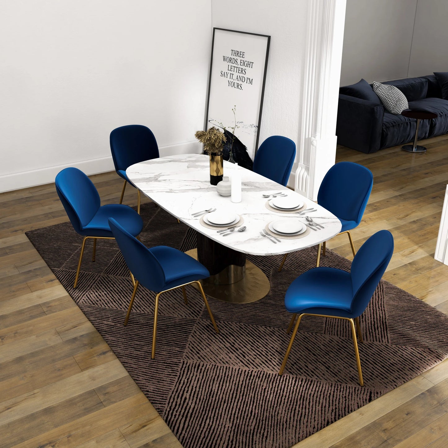 Lucy Blue Velvet Dining Chair