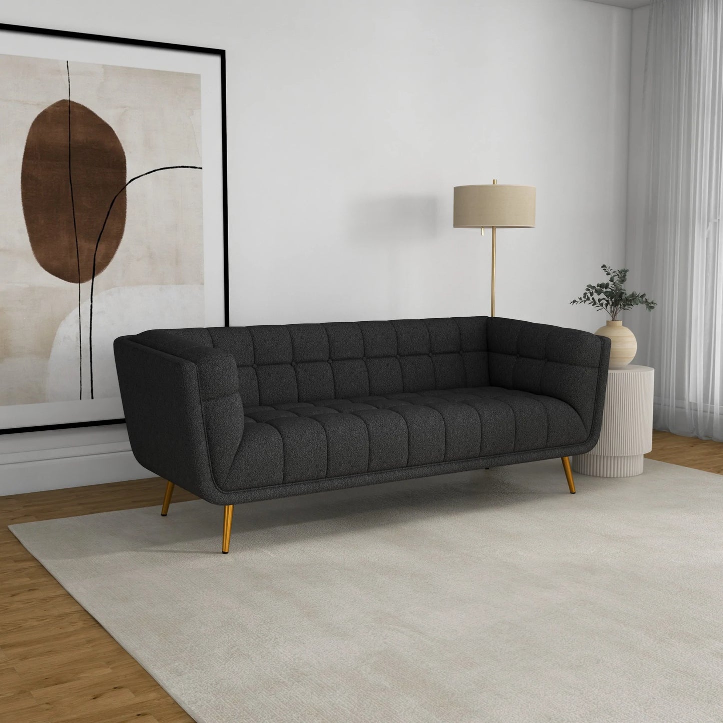 Kano Sofa (Large - Dark Grey Boucle with Metal Feet)V