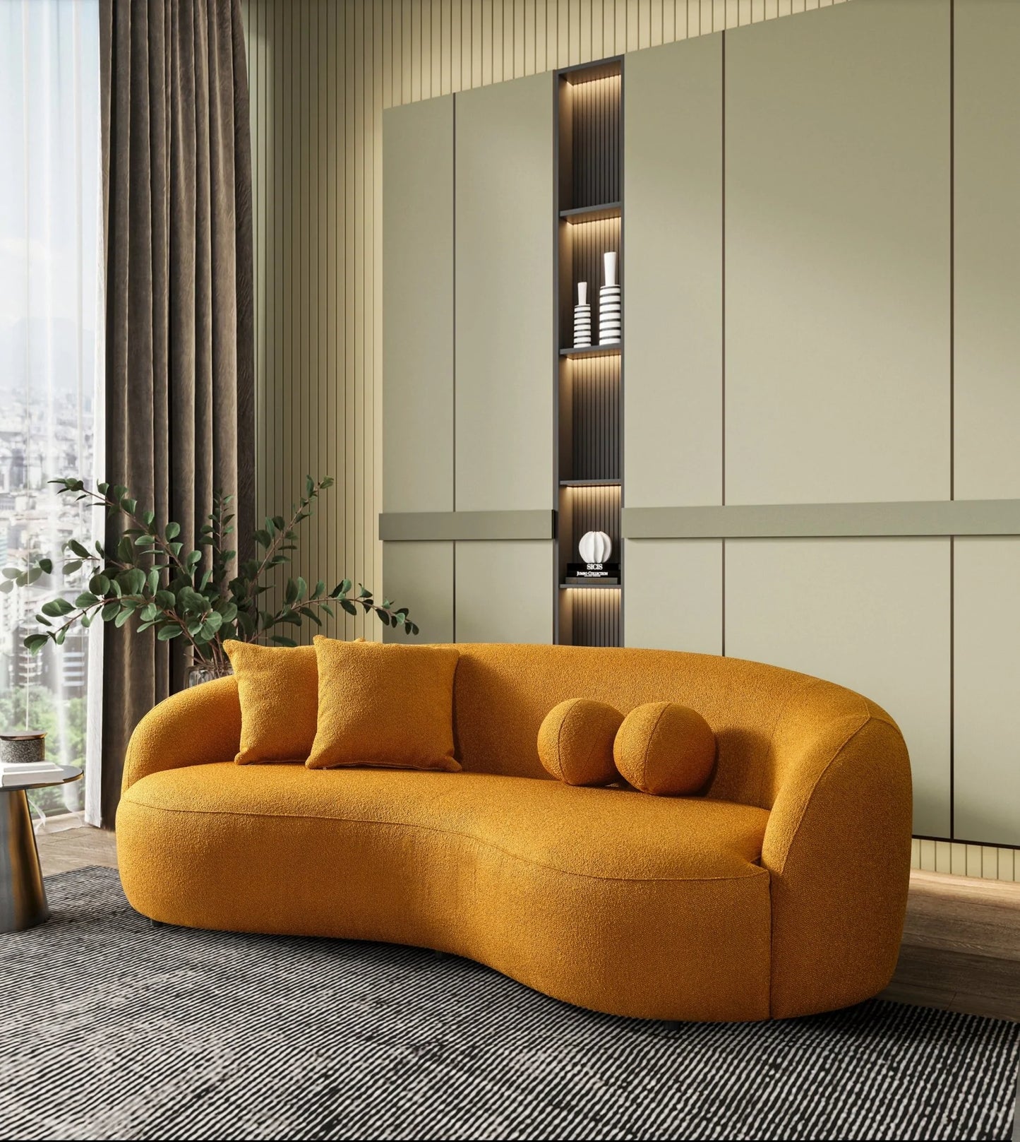 Blair Curvy Boucle Couch (Gold)