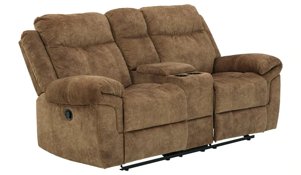 Huddle-Up Nutmeg Glider Reclining Loveseat with Console | 8230494