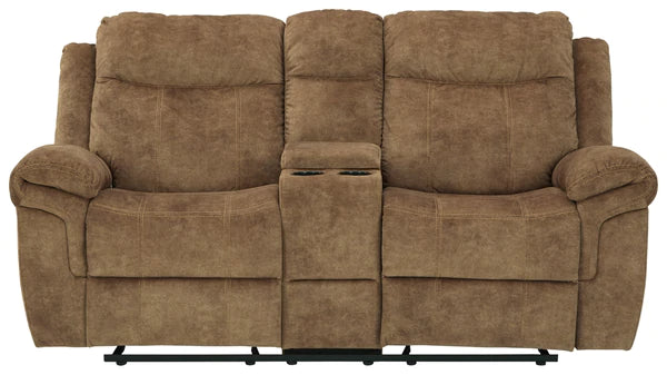 Huddle-Up Nutmeg Glider Reclining Loveseat with Console | 8230494