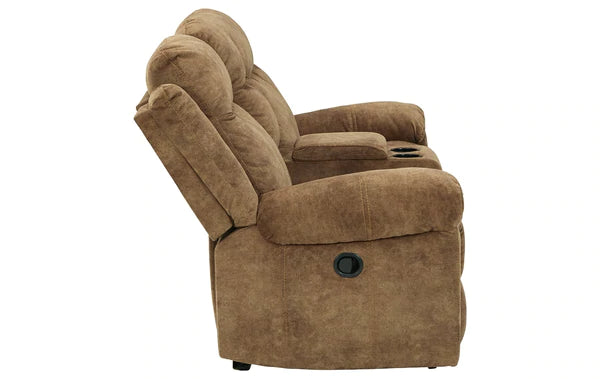 Huddle-Up Nutmeg Glider Reclining Loveseat with Console | 8230494