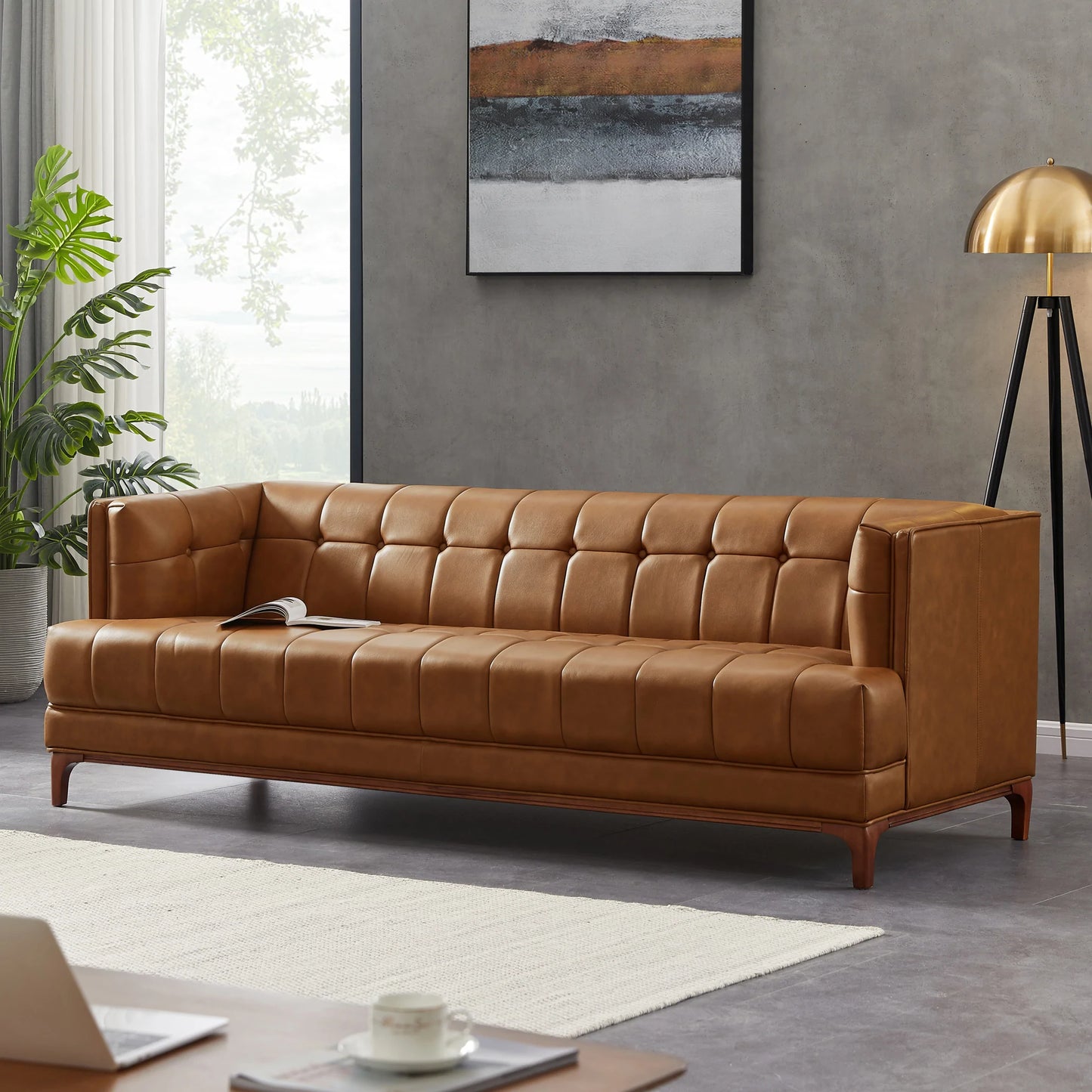 Kennedy Sofa (Cognac Leather)