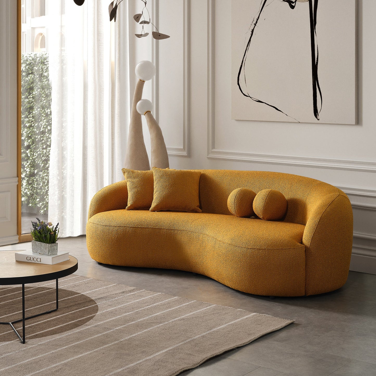 Blair Curvy Boucle Couch (Gold)