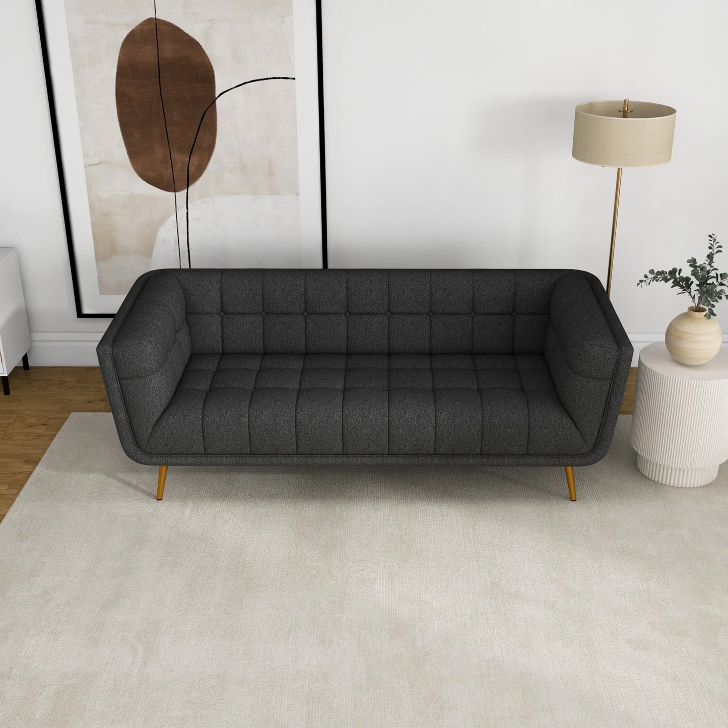 Kano Sofa (Large - Dark Grey Boucle with Metal Feet)V