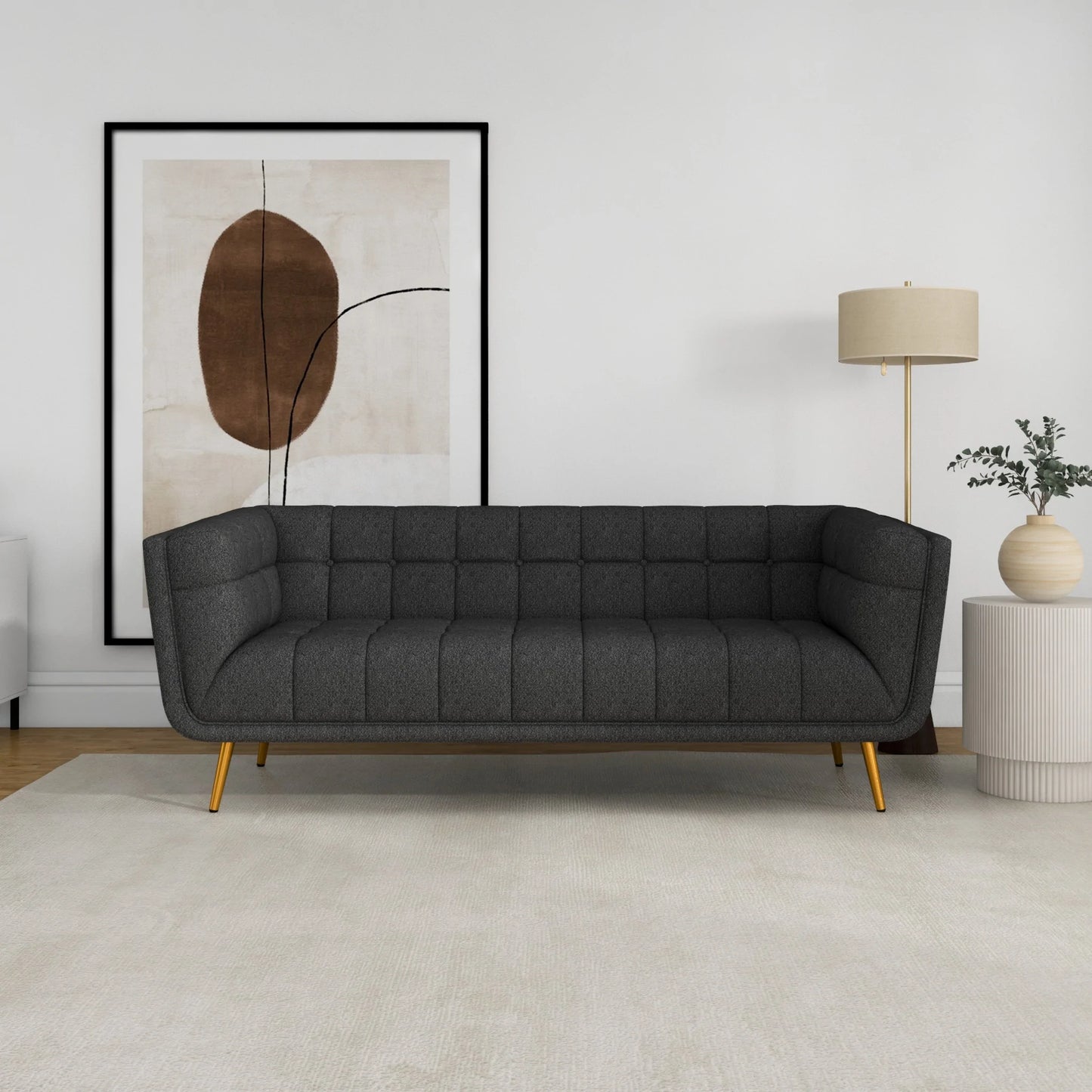 Kano Sofa (Large - Dark Grey Boucle with Metal Feet)V