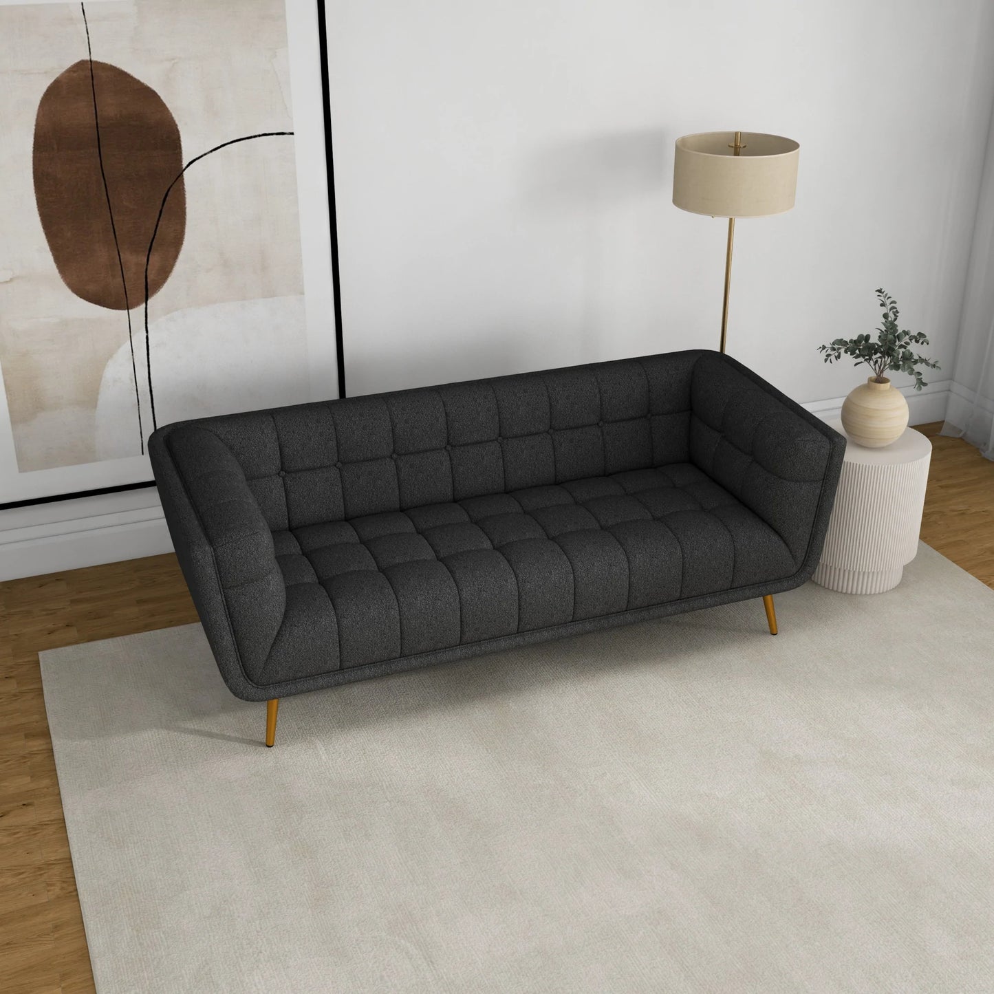 Kano Sofa (Large - Dark Grey Boucle with Metal Feet)V