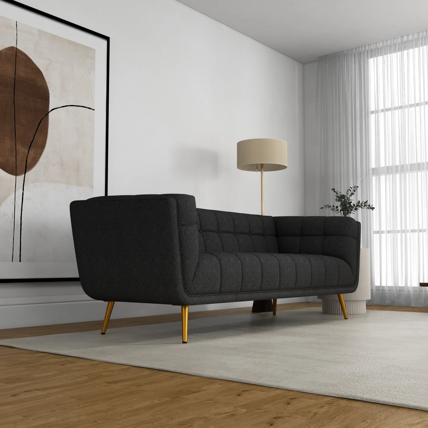 Kano Sofa (Large - Dark Grey Boucle with Metal Feet)V