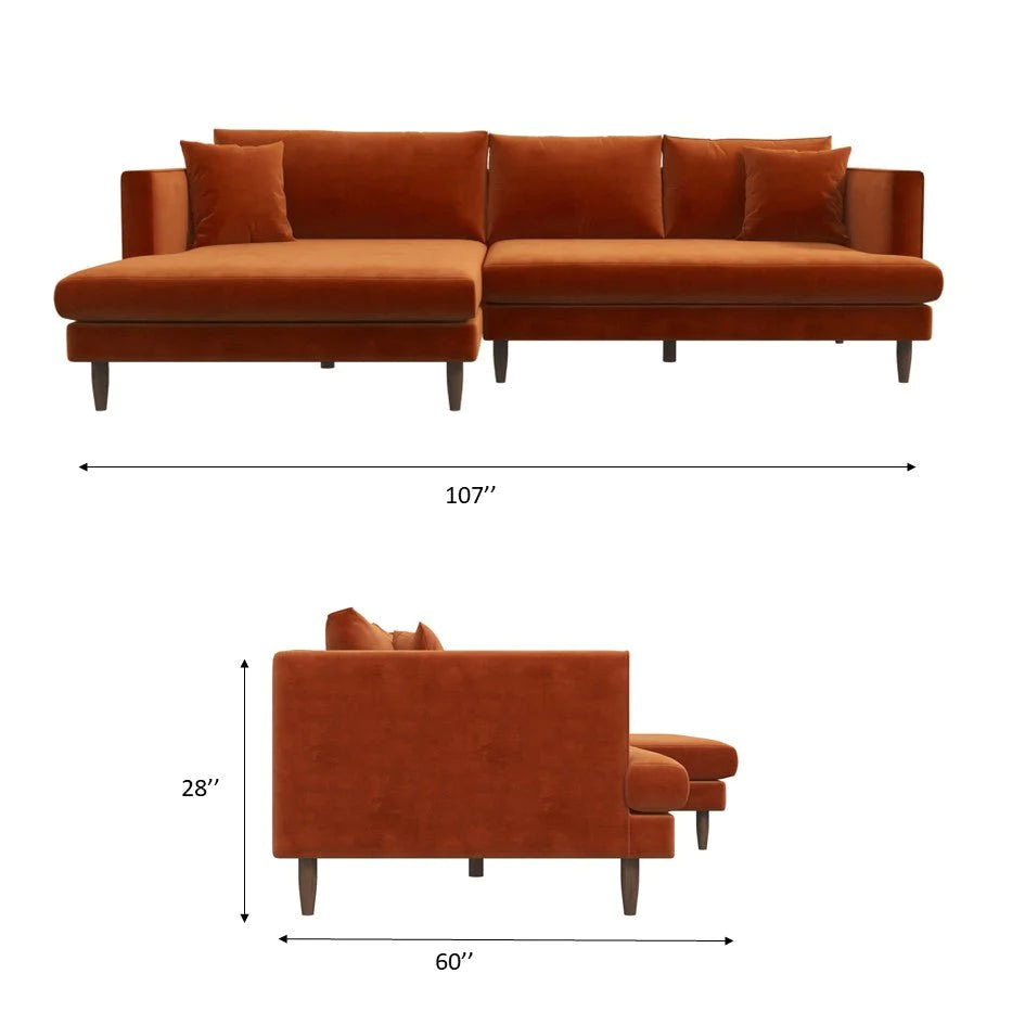 Delano Sectional Sofa (Green Velvet - Left Facing Chaise)