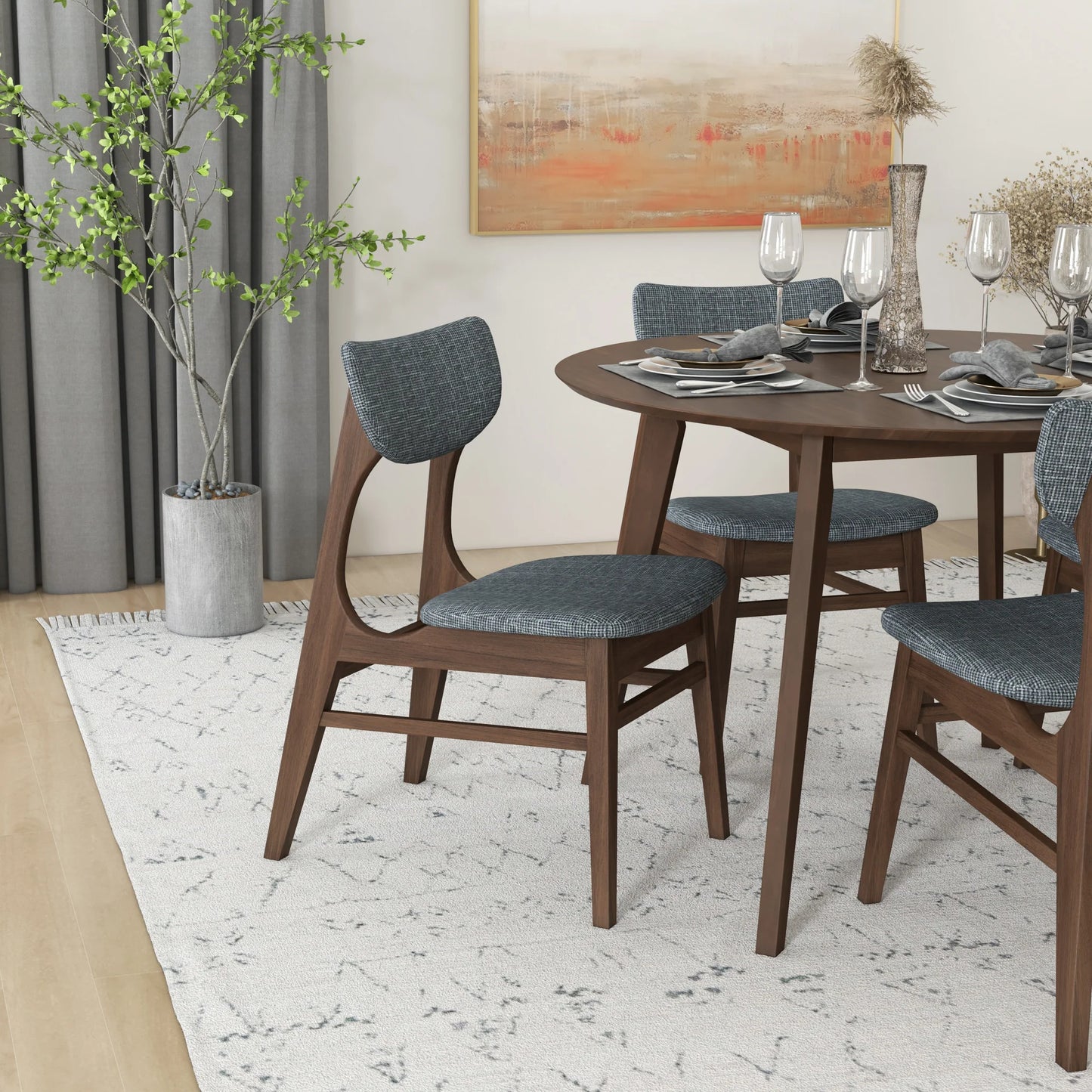 Aliana Dining set with 4 Collins Gray Chairs (Walnut)
