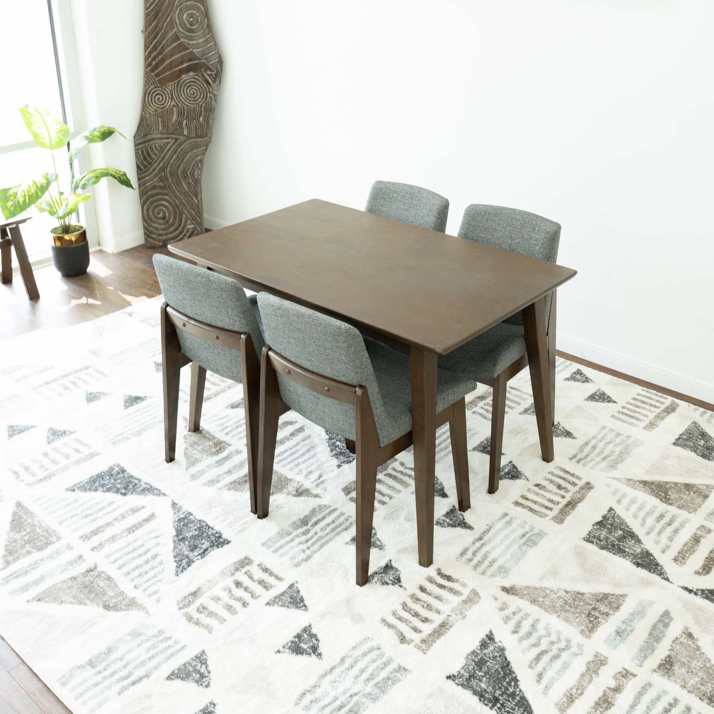 Small Adira Dining set with 4 Ohio Dark Grey Dining Chairs (Walnut)