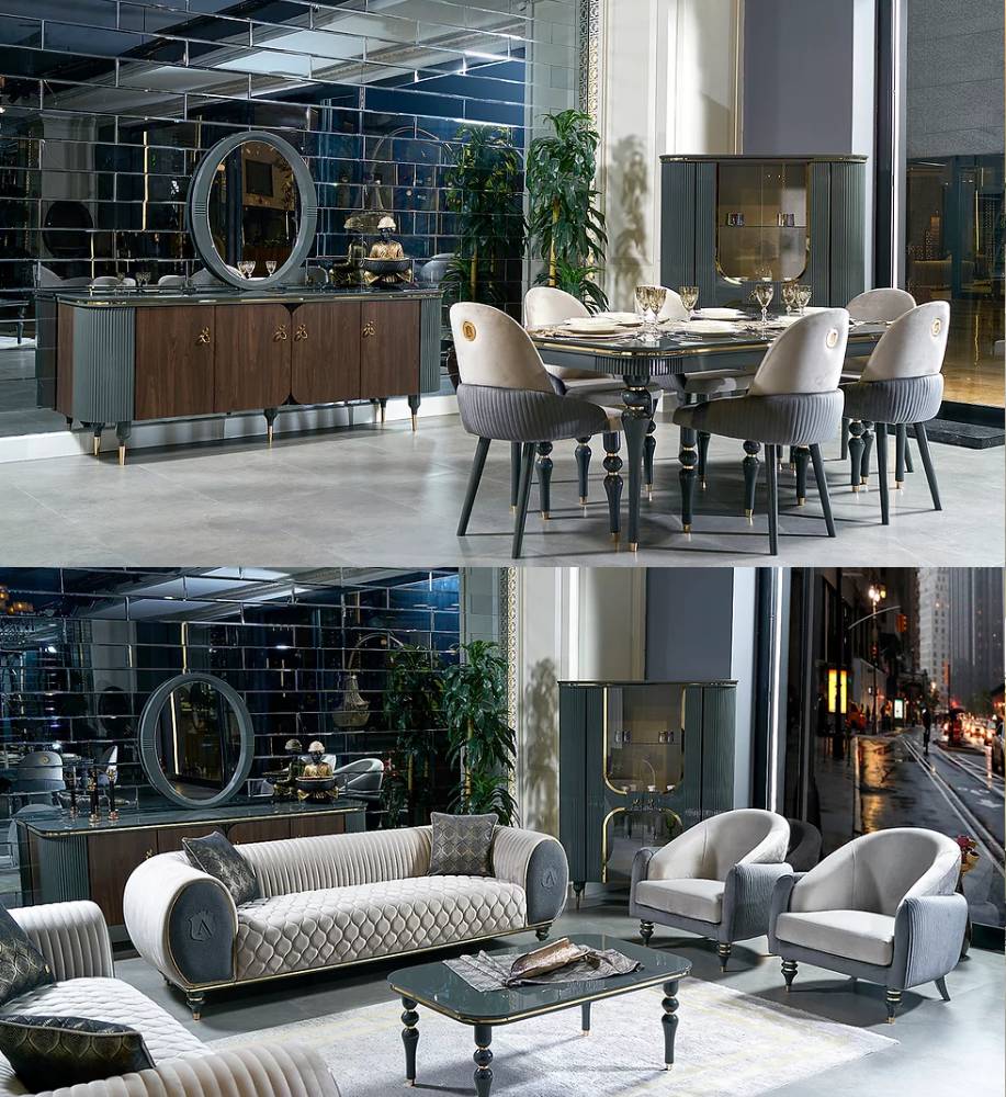 Sofa & Loveseat with Dining Set Camalie Collection ( FREE TV)