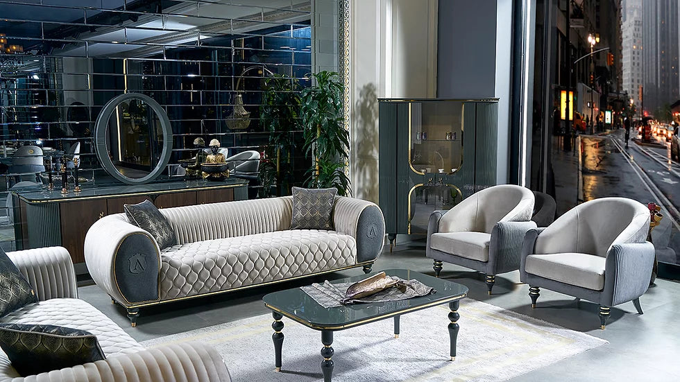 Sofa & Loveseat with Dining Set Camalie Collection ( FREE TV)