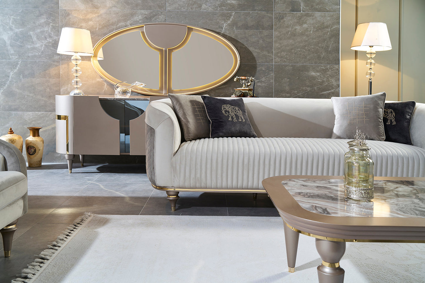 Ariya Gold Sofa Set