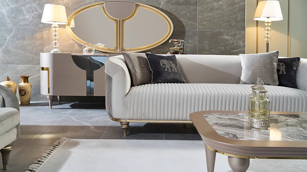 Sofa & Loveseat with Dining Set Ariya Collection ( FREE TV)