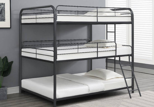 Garner Triple Bunk Bed With Ladder Gunmetal - 400779
