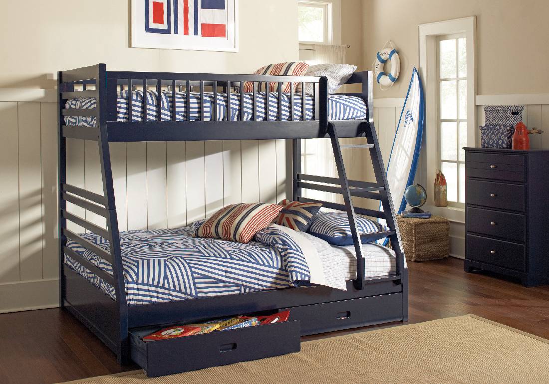 Ashton Twin Over Full 2-Drawer Bunk Bed Navy Blue - 460181
