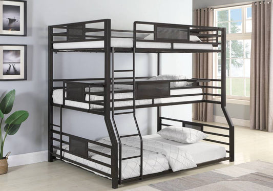 Rogen Full/Twin Xl/Queen Triple Bunk Bed Dark Bronze - 460561