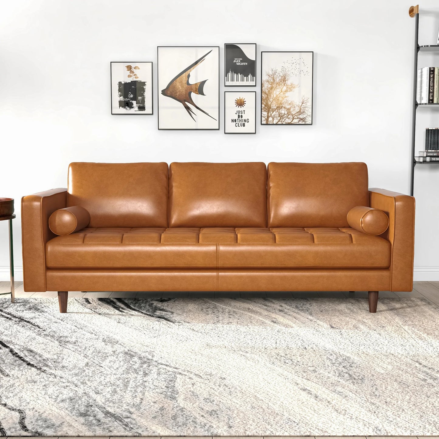 Tessa Leather Sofa (Tan Leather)