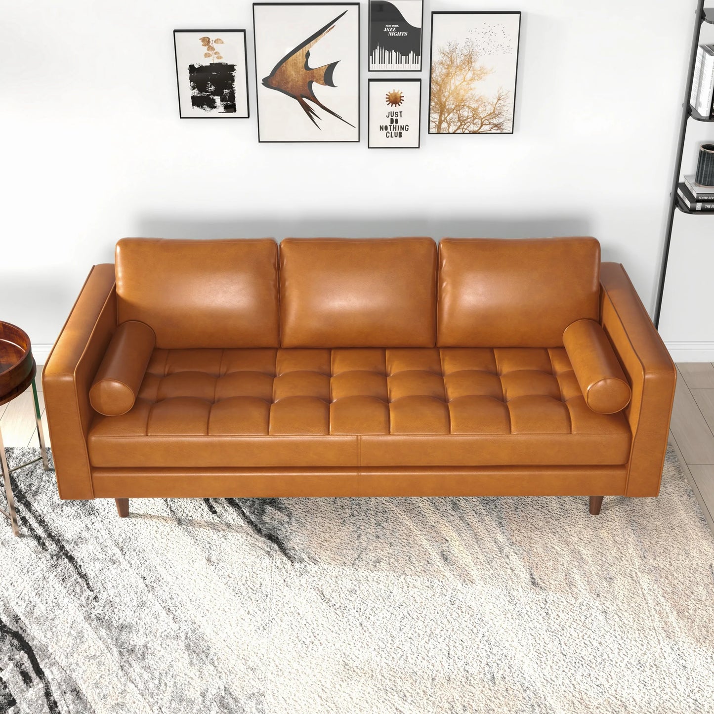 Tessa Leather Sofa (Tan Leather)