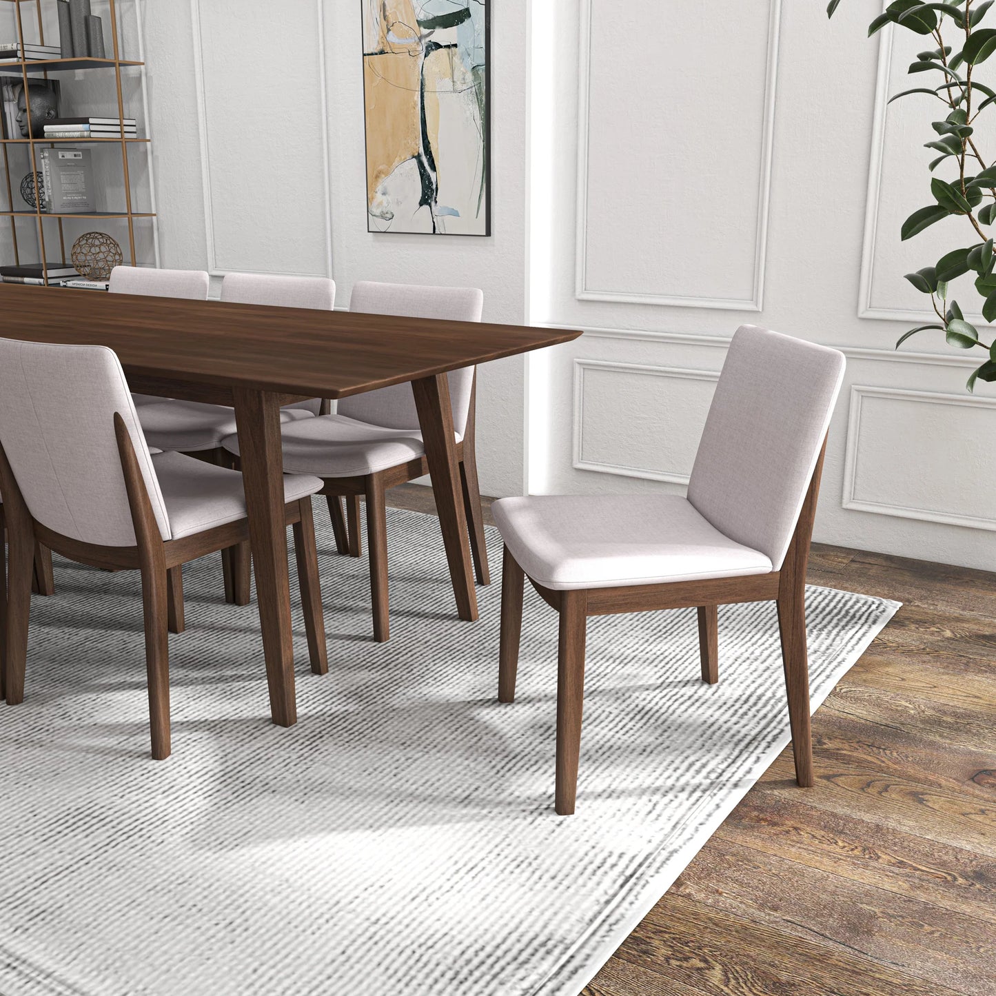 Adira (XLarge - Walnut) Dining Set with 8 Virginia (Beige) Dining Chairs