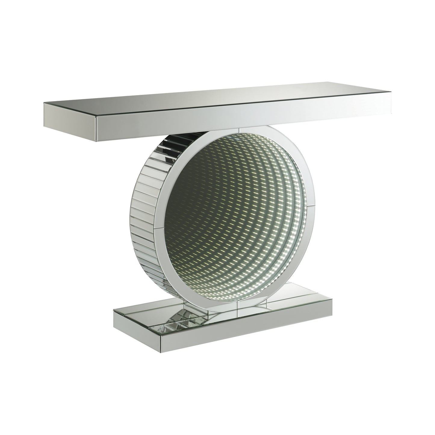 Rectangular Console Table With Circular Base Clear Mirror - 951051