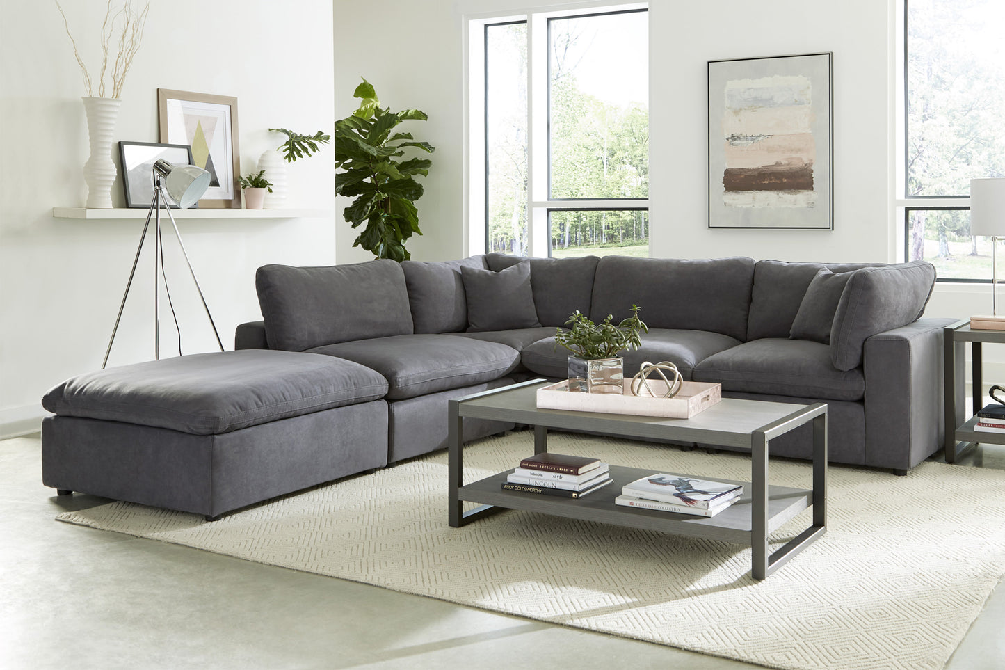 9546GY*6OT 6-Piece Modular Sectional with Ottoman