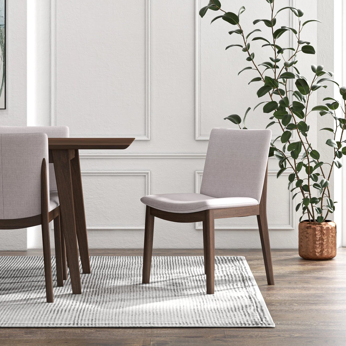 Adira (XLarge - Walnut) Dining Set with 8 Virginia (Beige) Dining Chairs