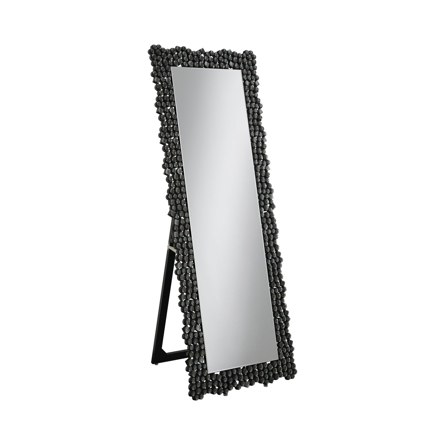 Textural Frame Cheval Floor Mirror Silver And Smoky Grey - 961422