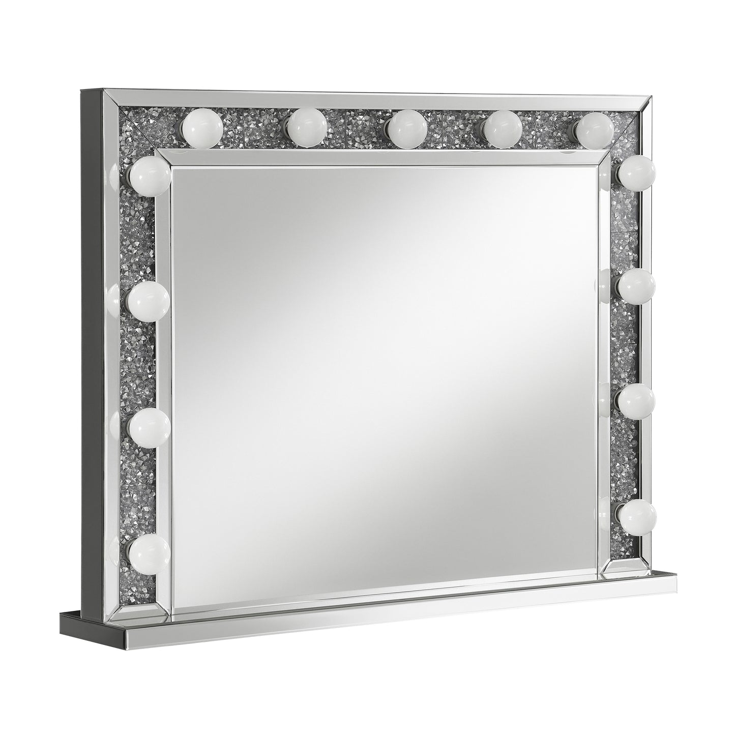 Rectangular Table Mirror With Lighting Silver - 969525