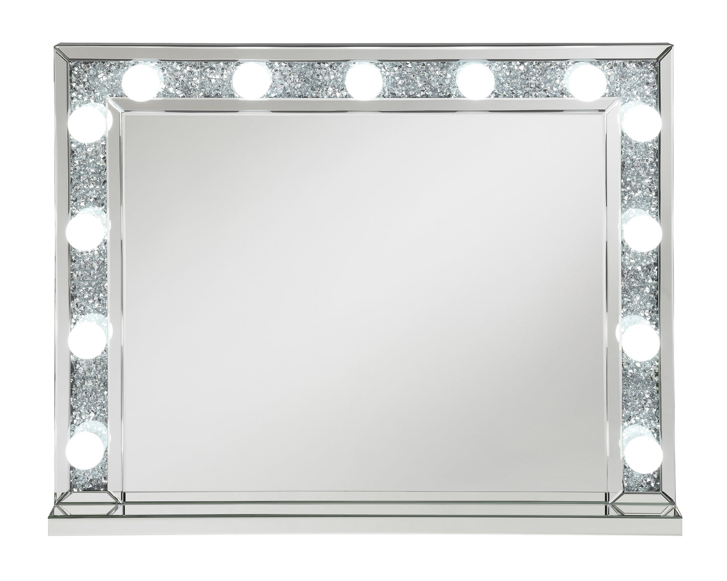 Rectangular Table Mirror With Lighting Silver - 969525