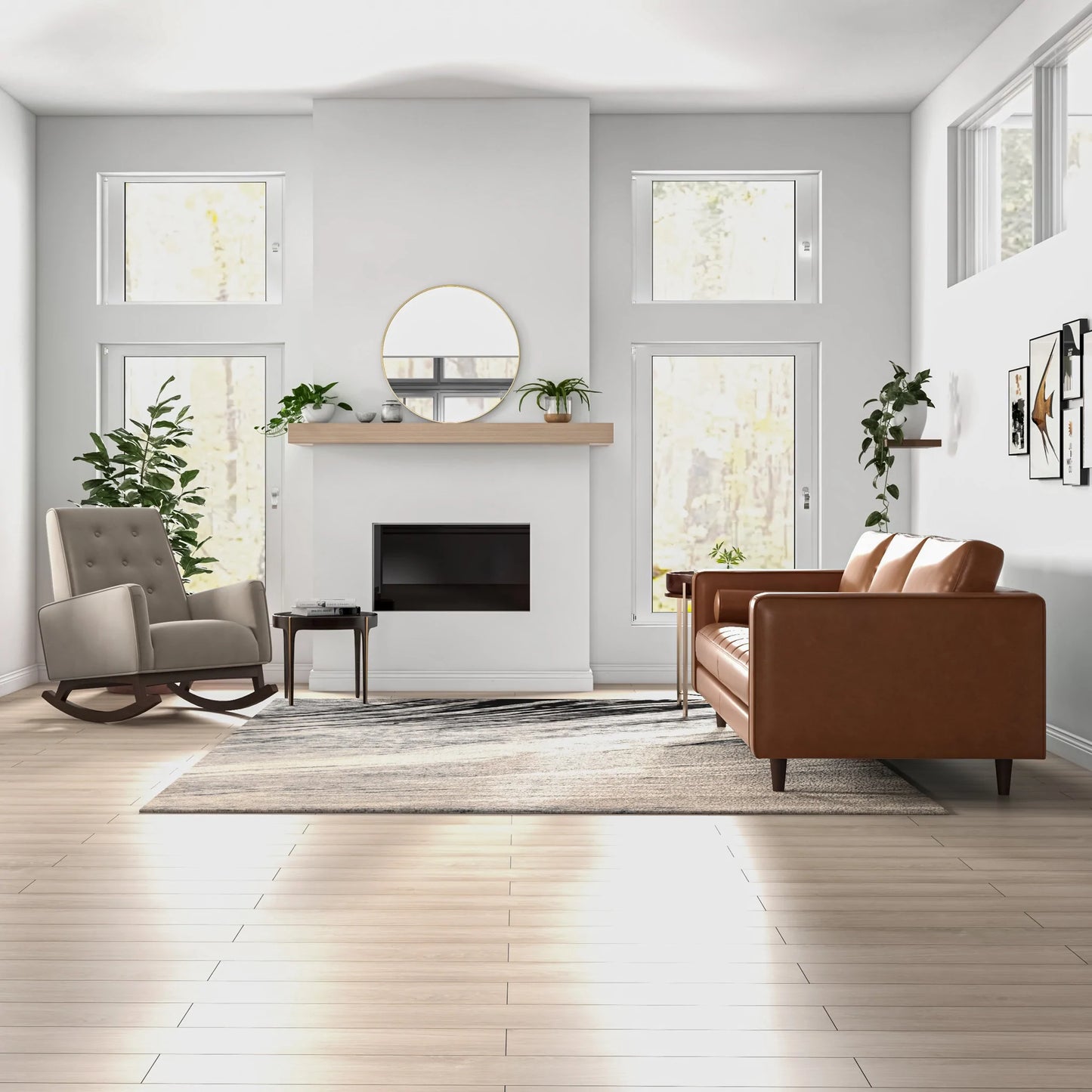 Tessa Leather Sofa (Tan Leather)