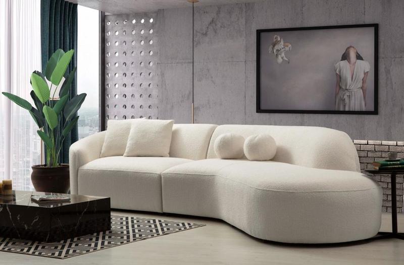 Cloe Ivory Boucle Curved Sectional