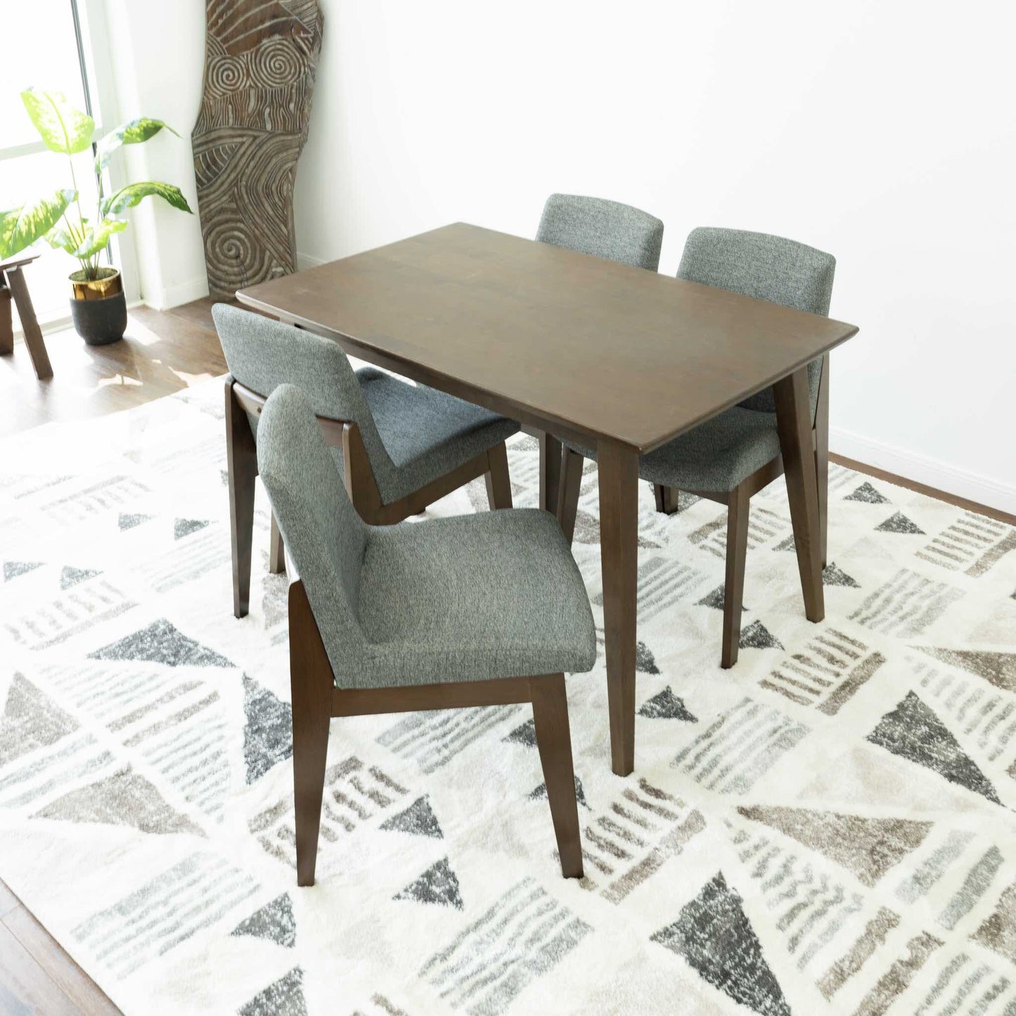 Small Adira Dining set with 4 Ohio Dark Grey Dining Chairs (Walnut)