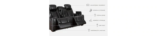 Party Time Midnight Power Reclining Loveseat with Console | 3700318