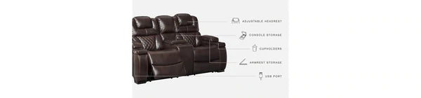 Warnerton Chocolate Power Reclining Loveseat with Console | 7540718