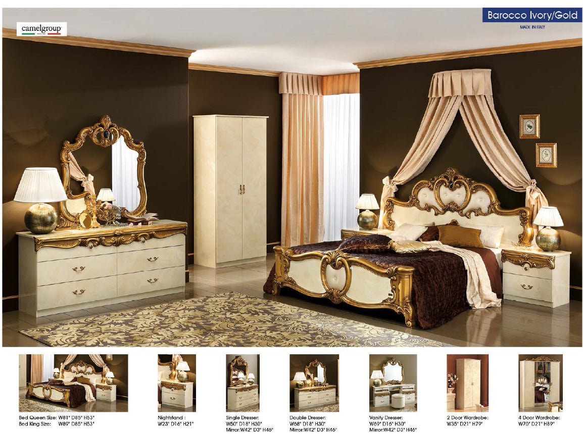Barocco Ivory w/Gold Bedroom Set