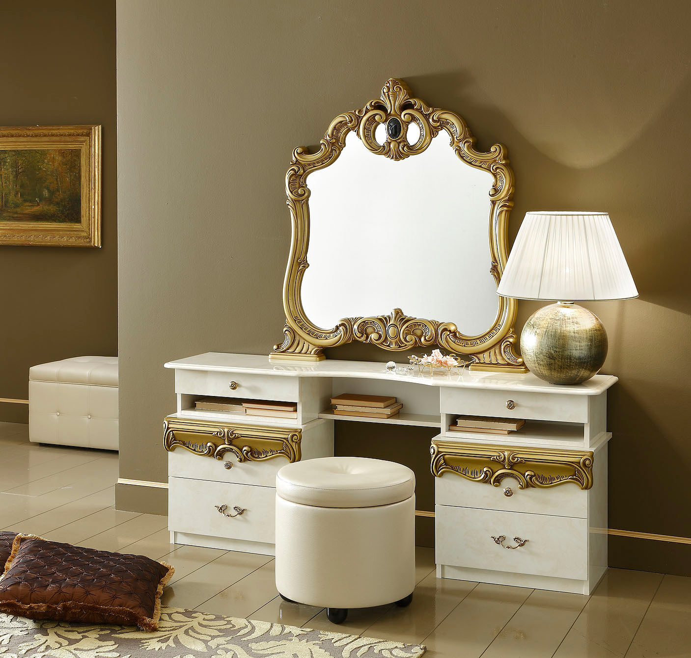 Barocco Ivory w/Gold Bedroom Set