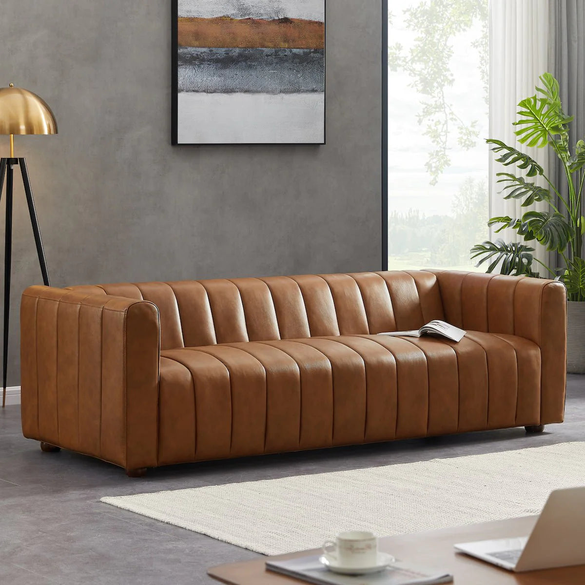 Clara Sofa (Cognac Leather)