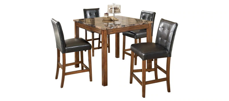 Theo Warm Brown Counter Height Dining Table and Bar Stools (Set of 5) | D158-233
