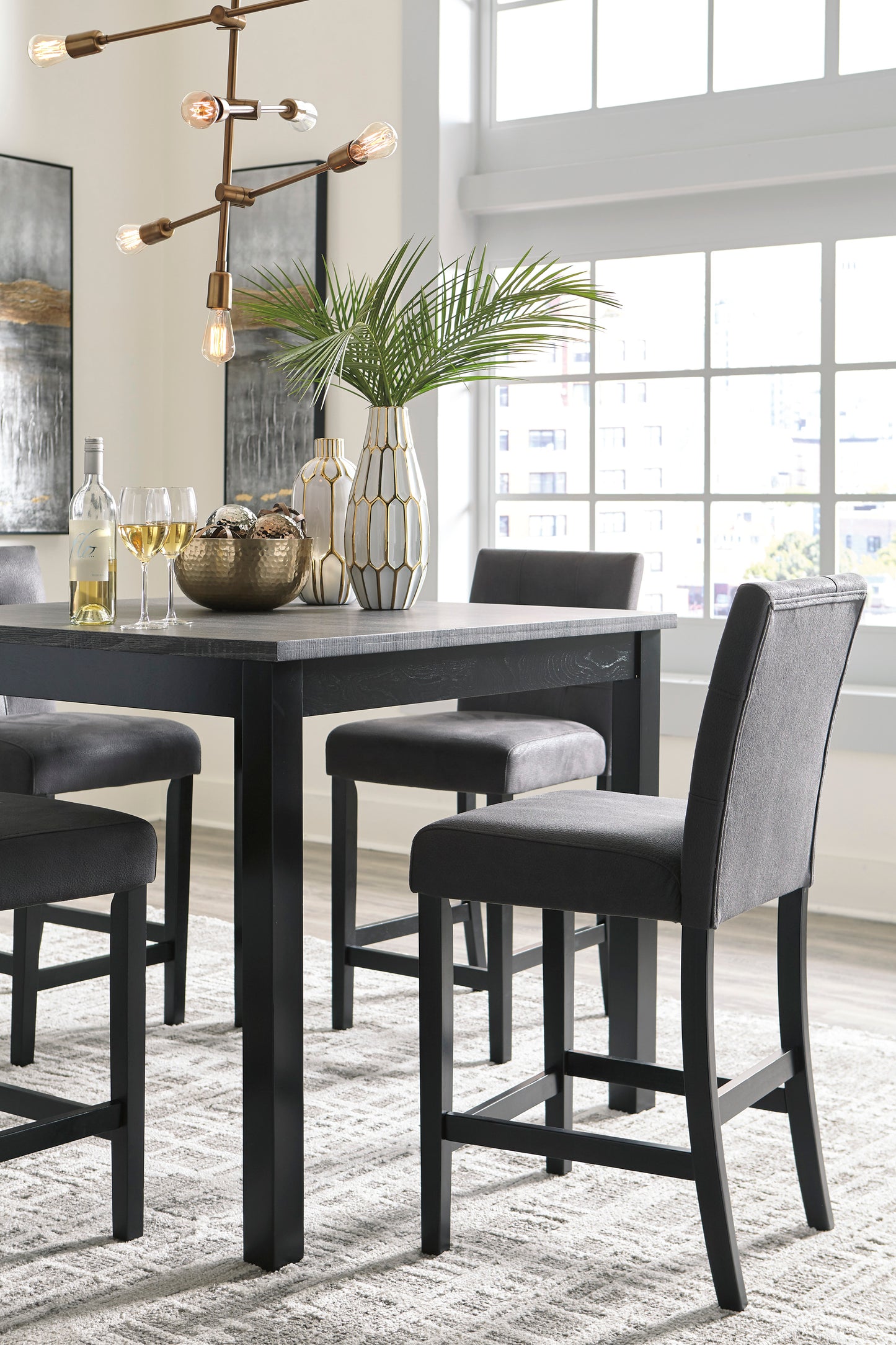 Garvine Two-tone Counter Height Dining Table and Bar Stools (Set of 5) | D161-223