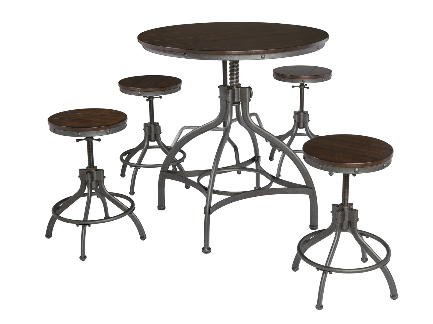 Odium Brown Counter Height Dining Table and Bar Stools (Set of 5) | D284-223