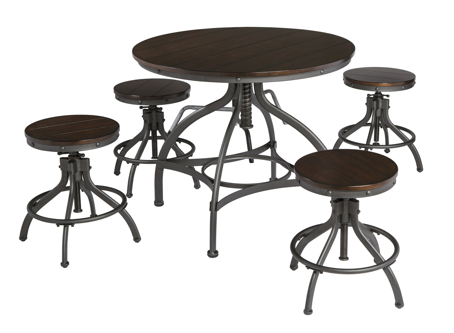 Odium Brown Counter Height Dining Table and Bar Stools (Set of 5) | D284-223