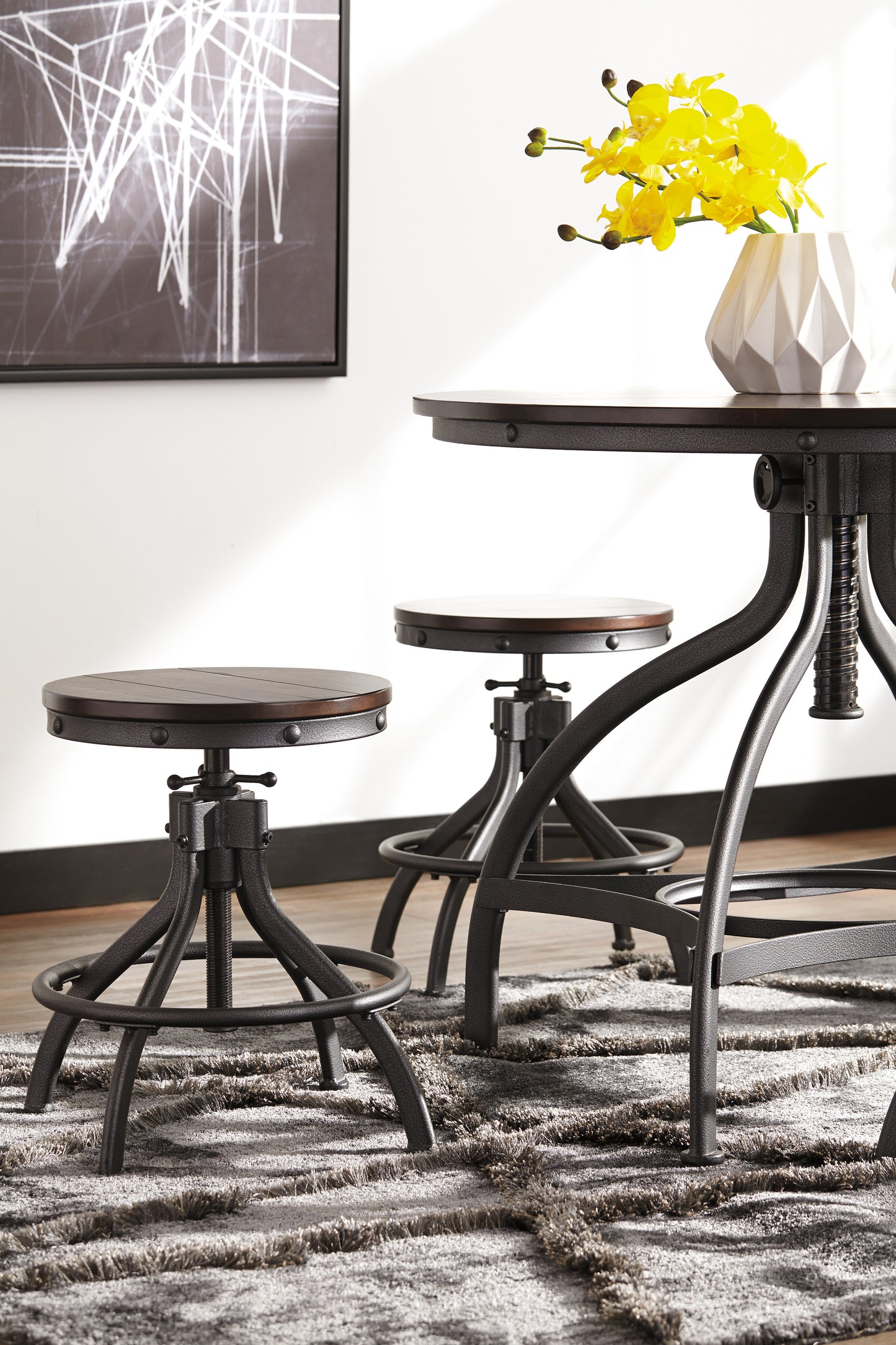 Odium Brown Counter Height Dining Table and Bar Stools (Set of 5) | D284-223