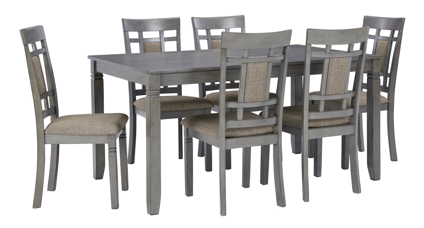 Jayemyer Charcoal Gray Dining Table and Chairs (Set of 7) | D368-425