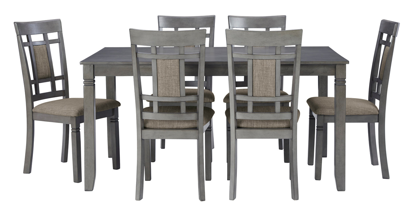 Jayemyer Charcoal Gray Dining Table and Chairs (Set of 7) | D368-425