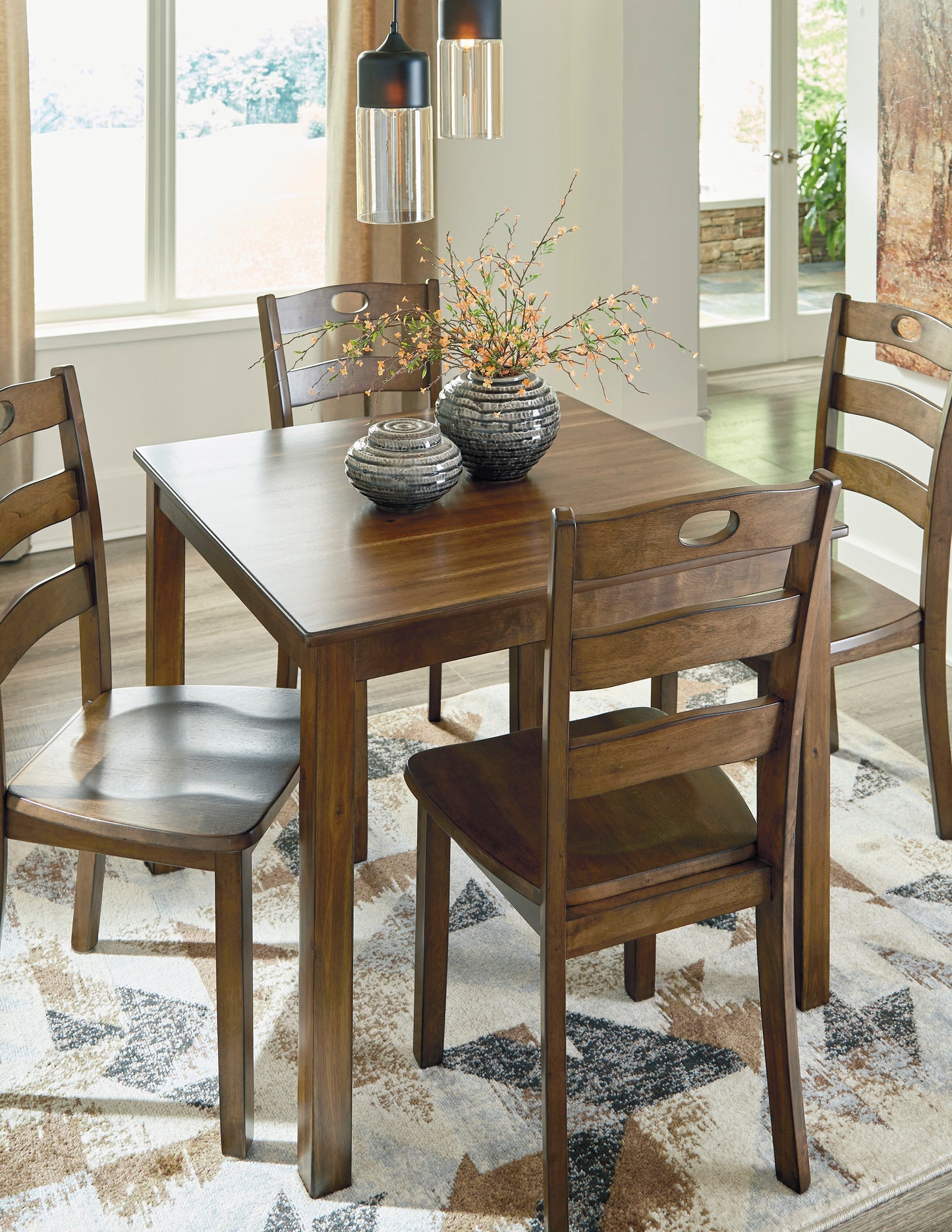 Hazelteen Medium Brown Dining Table and Chairs (Set of 5) | D419-225